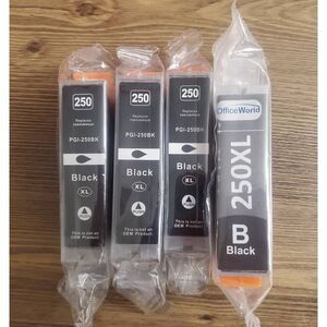 Canon Pixma Compatible 250 XL Black Ink Tank 250XL PGBK Lot Of 4 NEW SEALED